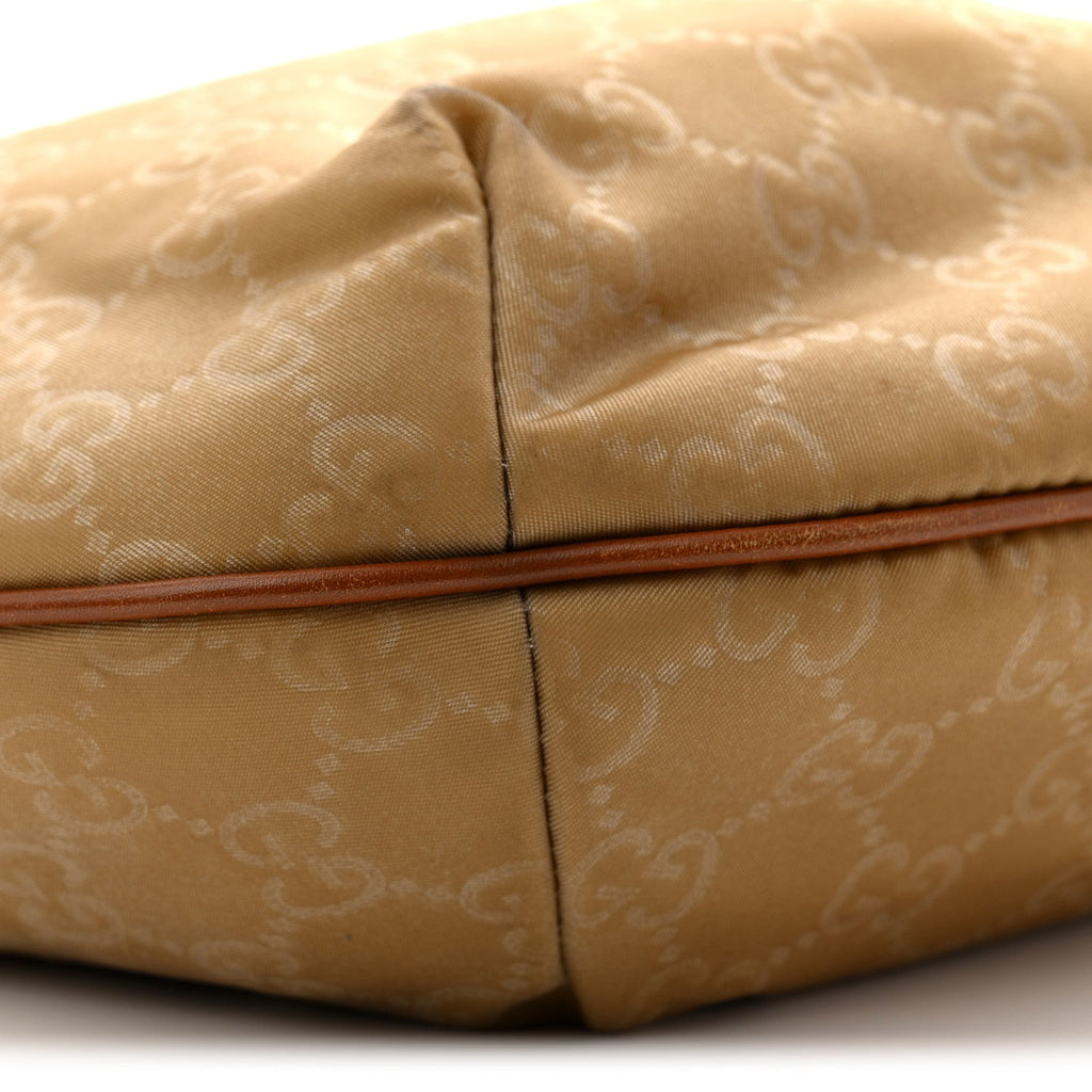 Gucci Nylon Monogram Web Medium Half Moon Hobo  Beige