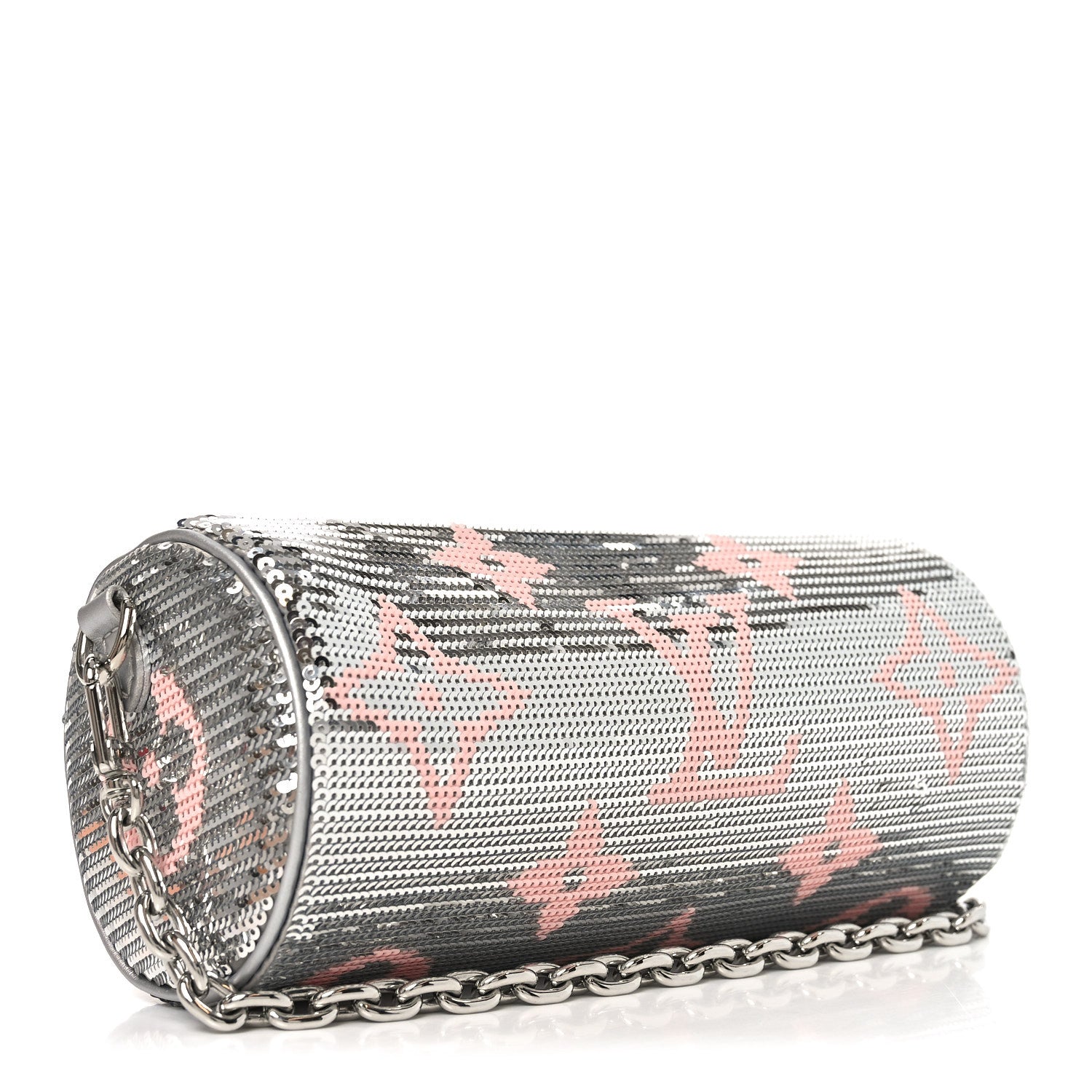 Louis Vuitton Satin Sequin Monogram Giant Papillon Silver Pink