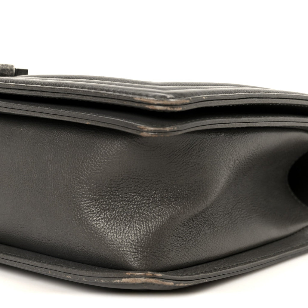 Chanel Calfskin Double Stitch New Medium Boy Flap Grey
