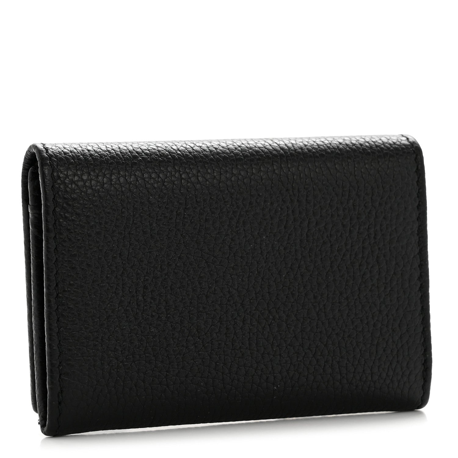 Gucci Pebbled Calfskin Bi-Color GG Marmont Card Case Black Rosso Ancora