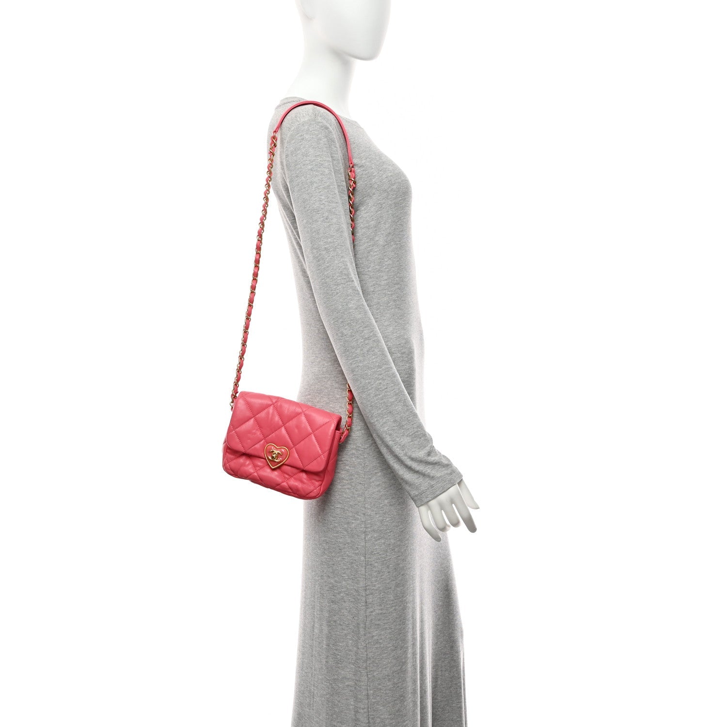 Chanel Lambskin Plexiglass Quilted Coco Love Mini Flap Pink