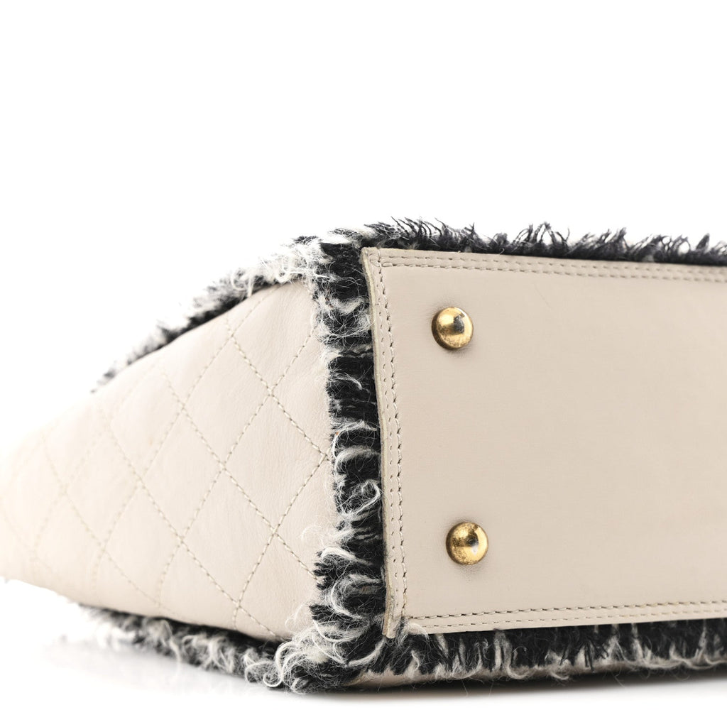 Chanel Tweed Calfskin Tweedy Shopping Tote Beige