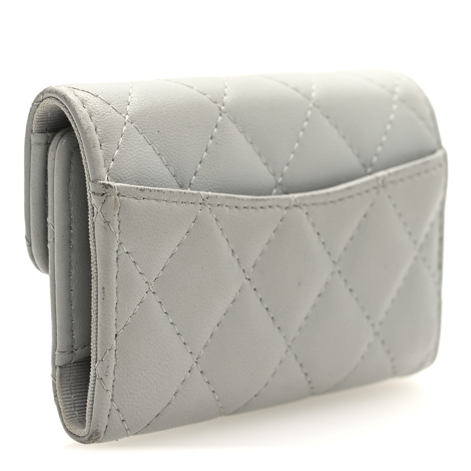 Lambskin Quilted Classic 4 Key Holder Wallet Grey