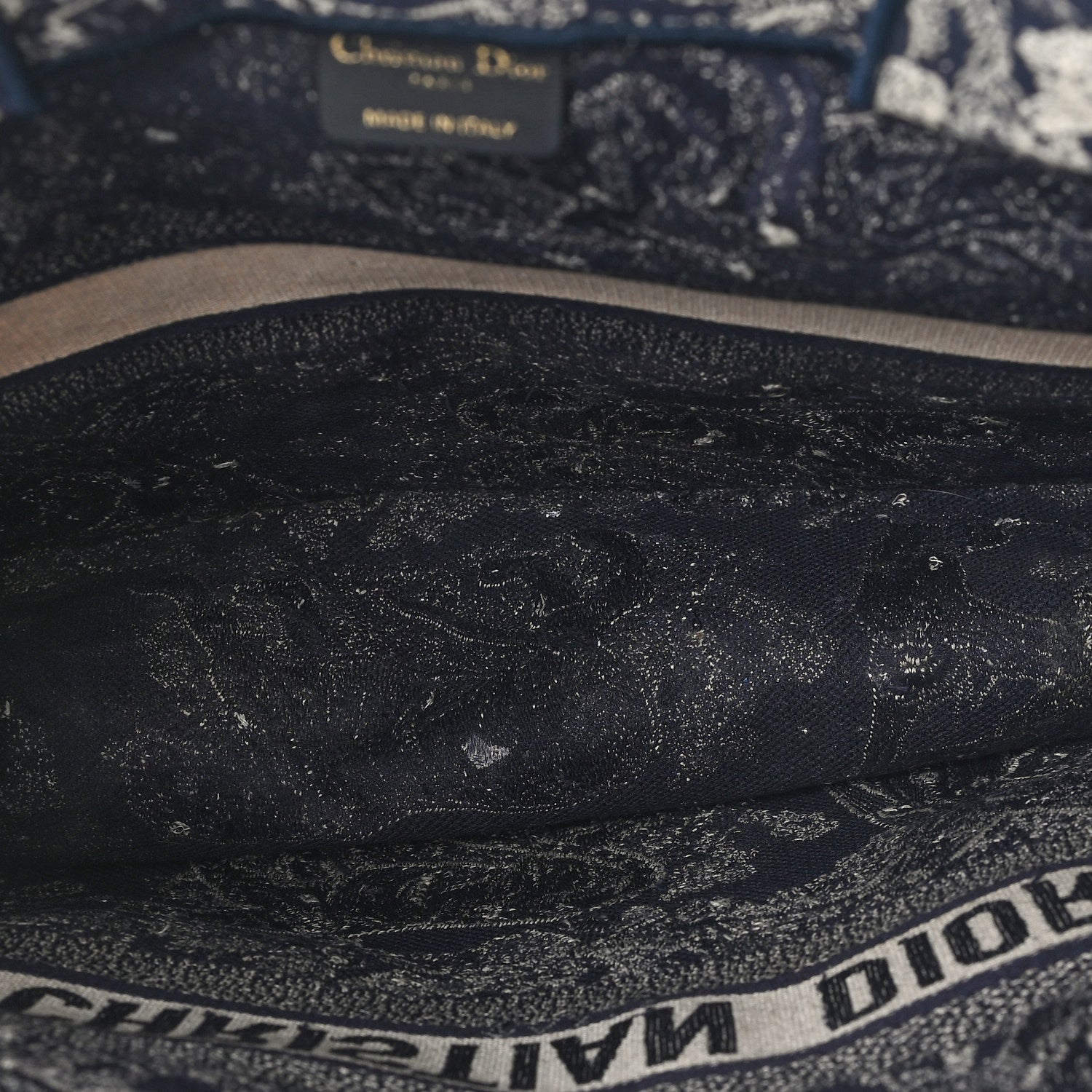 Christian Dior Canvas Embroidered Large Dioriviera Toile De Jouy Reverse Book Tote Blue