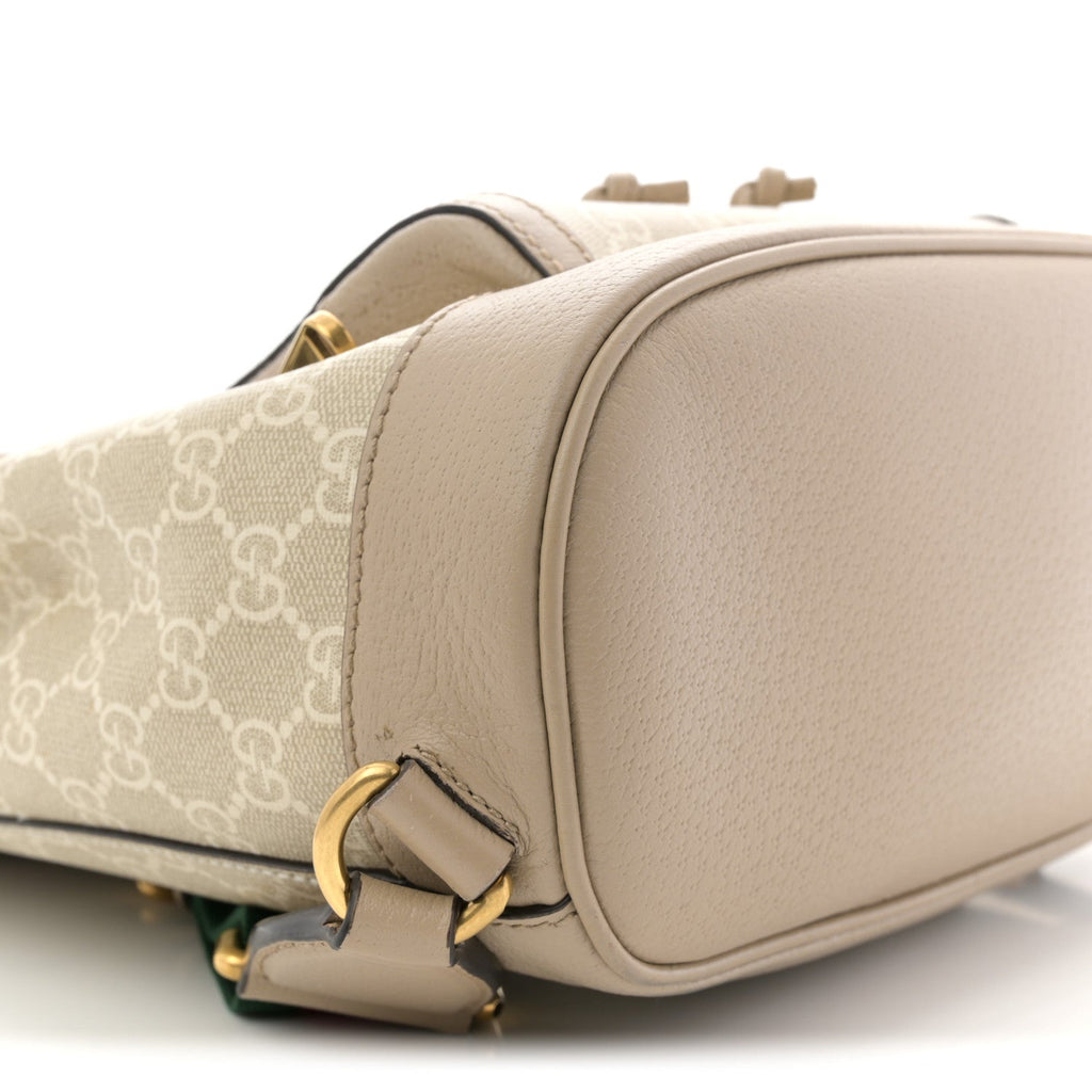 Gucci GG Supreme Monogram Azalea Calfskin Retro Interlocking G Buckle Backpack Beige Mystic White