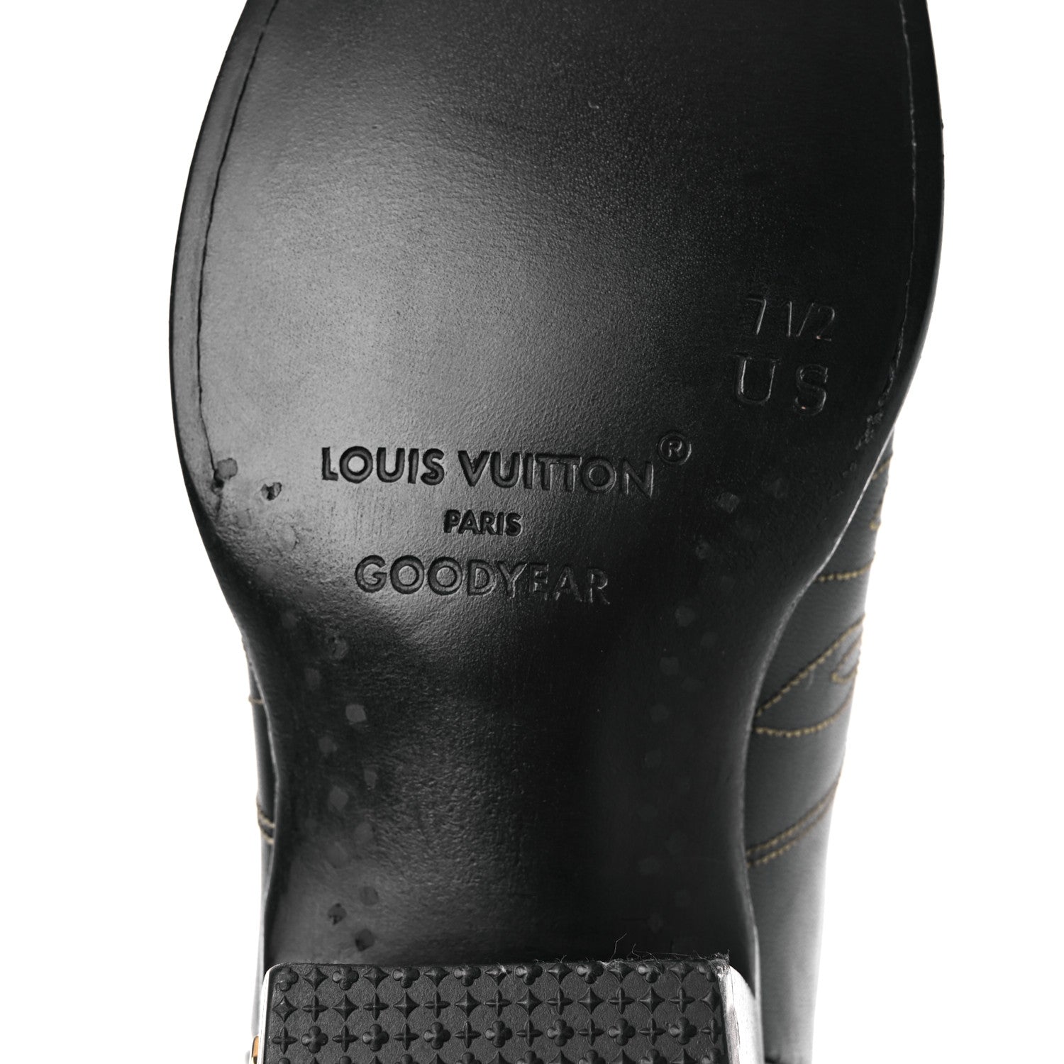 Louis Vuitton Calfskin LV Texan Mens Rider Boots 7.5 Black Gold