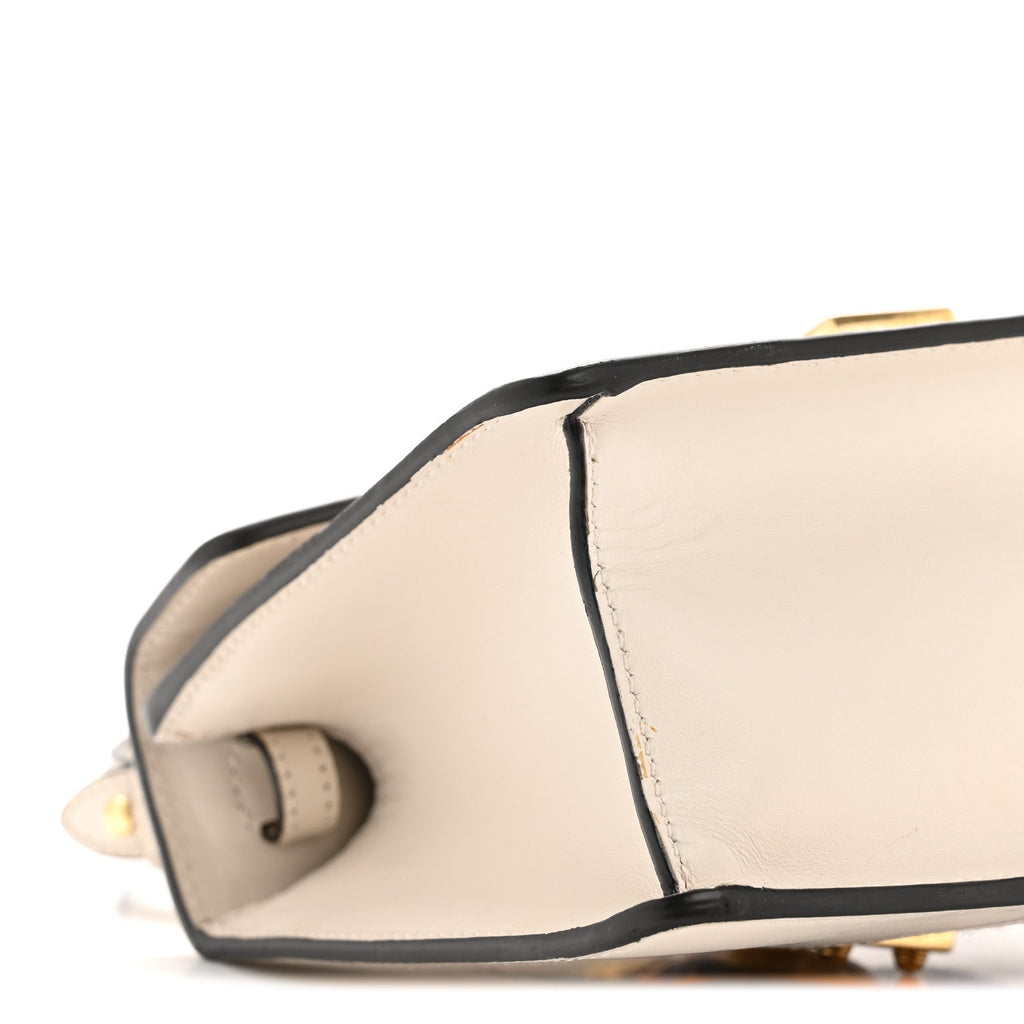 Gucci Calfskin Mini Sylvie Top Handle Bag White