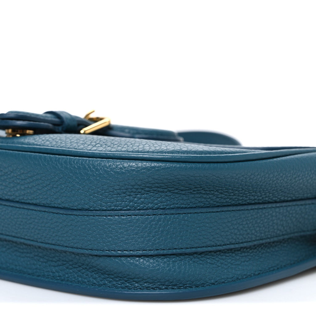 Christian Dior Grained Calfskin Medium Bobby Flap Steel Blue