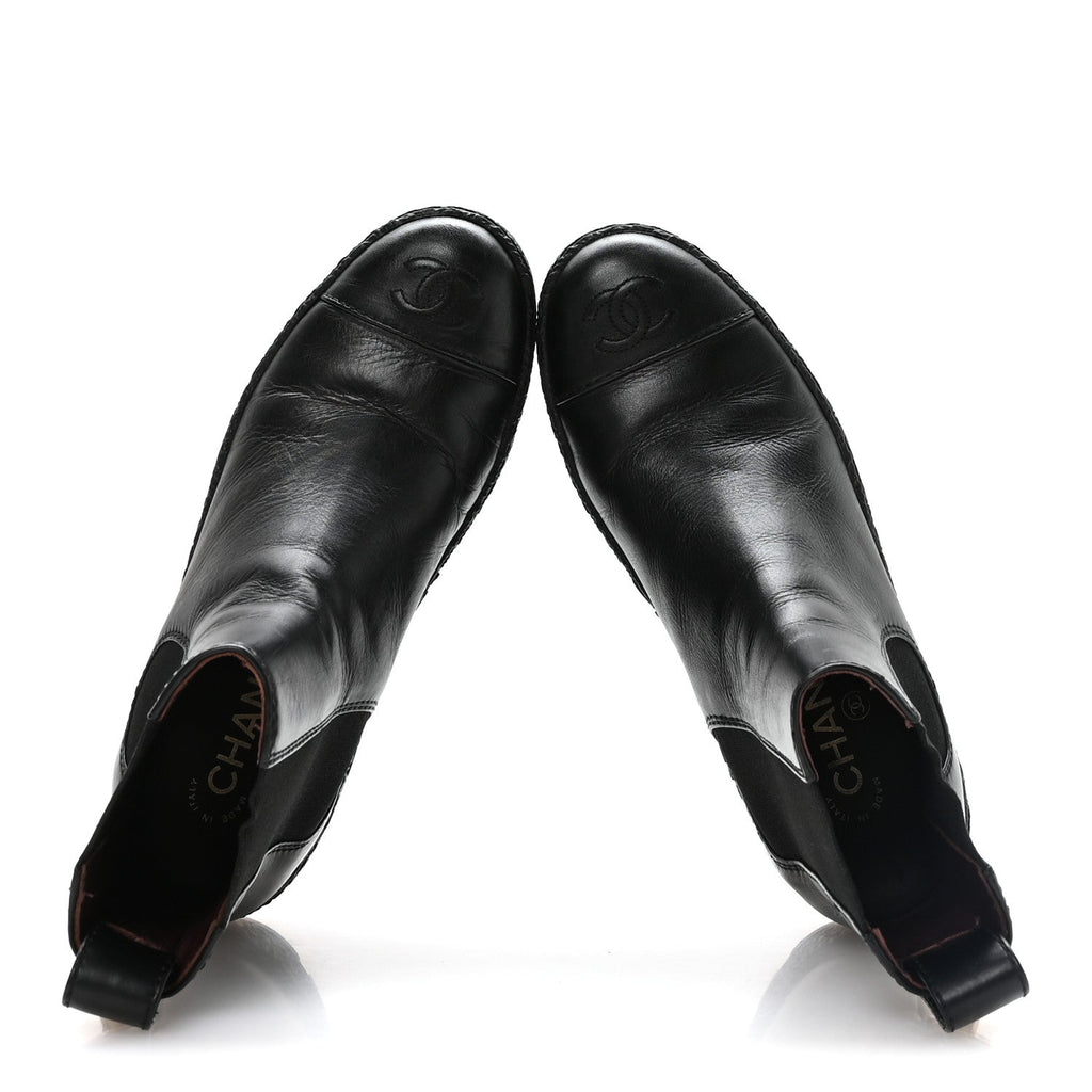 Calfskin Cap Toe CC Ankle Boots 37 Black