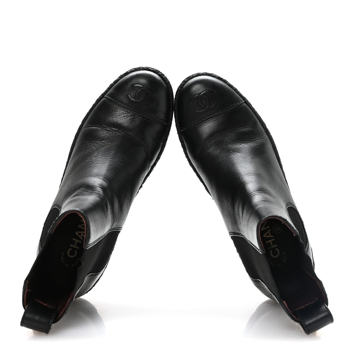 Calfskin Cap Toe CC Ankle Boots 37 Black