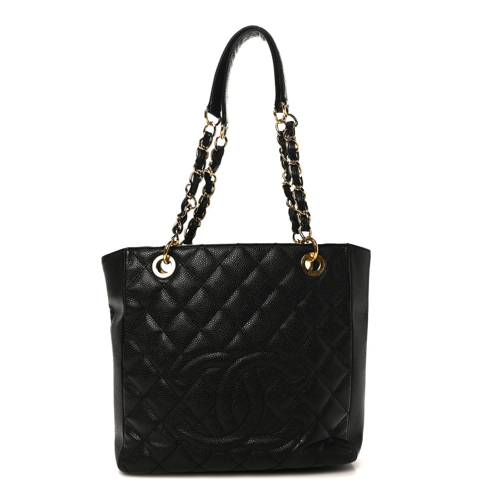 Chanel Caviar Quilted Petit Shopping Tote PST Black