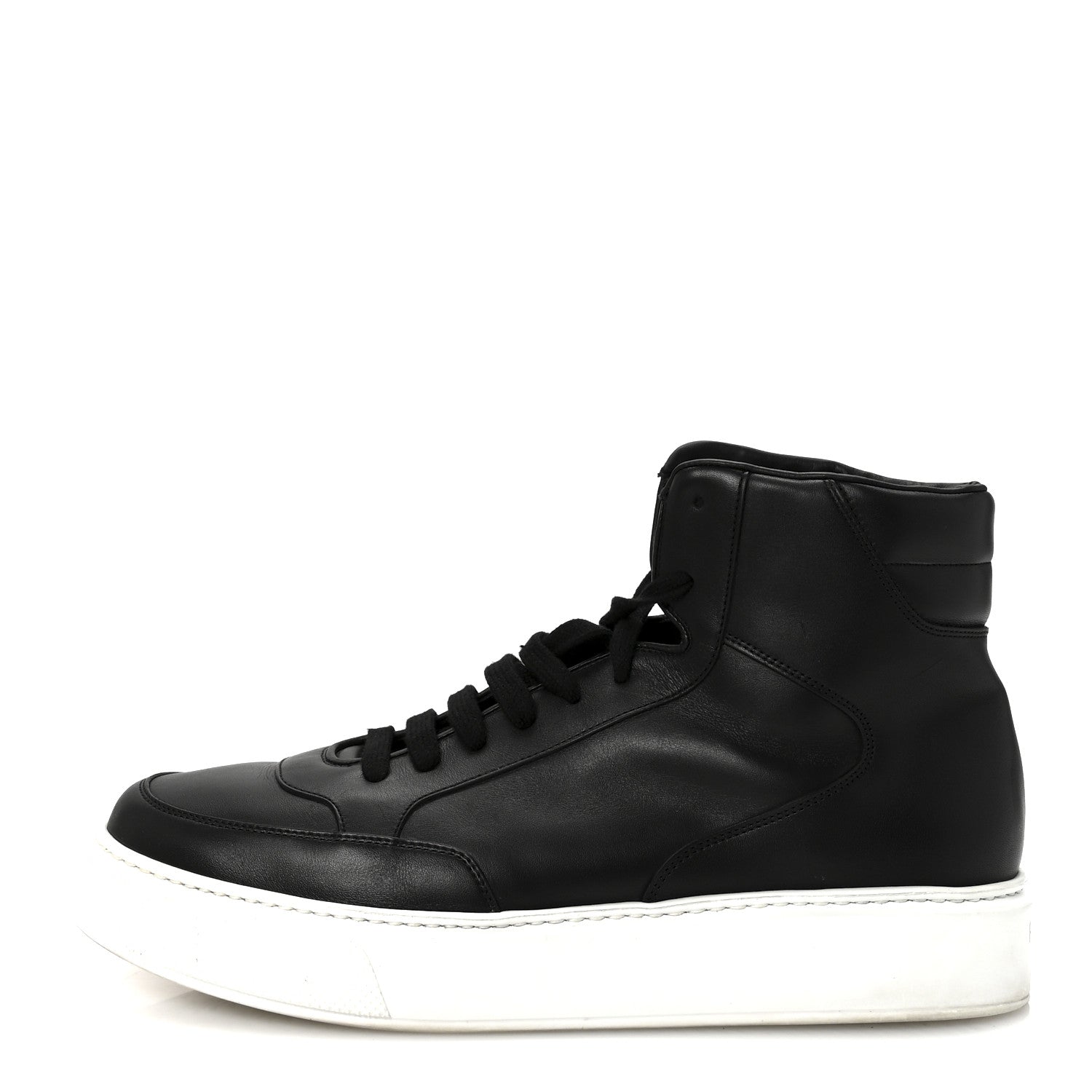 Prada Vitello Soft Uomo Mens High Top Sneakers 12 Black