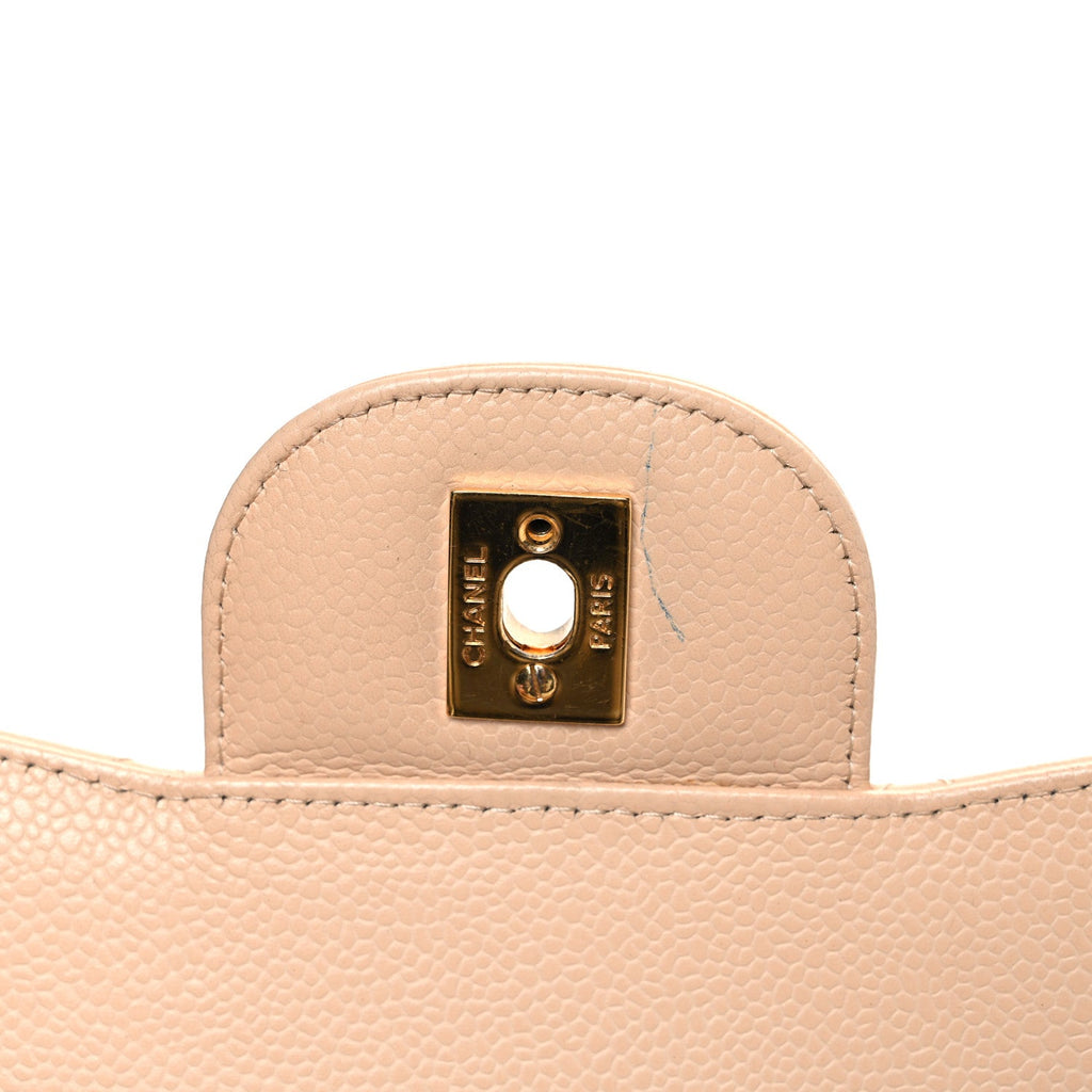 Chanel Caviar Quilted Jumbo Double Flap Beige Clair