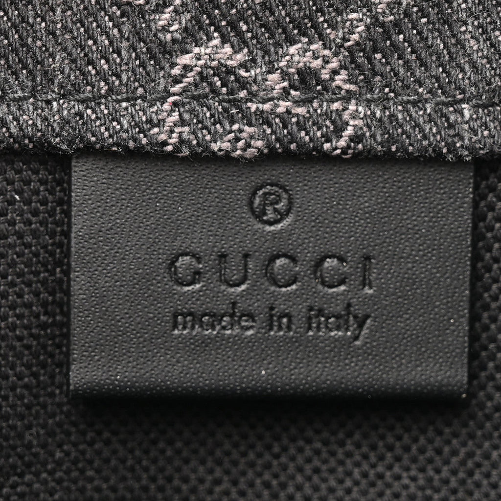 Gucci Denim GG Monogram Dollar Calfskin Mini Ophidia Tote Black Grey