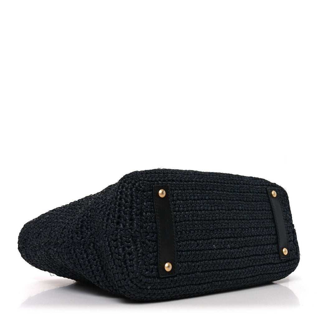 Chanel Straw Raffia Tote Black