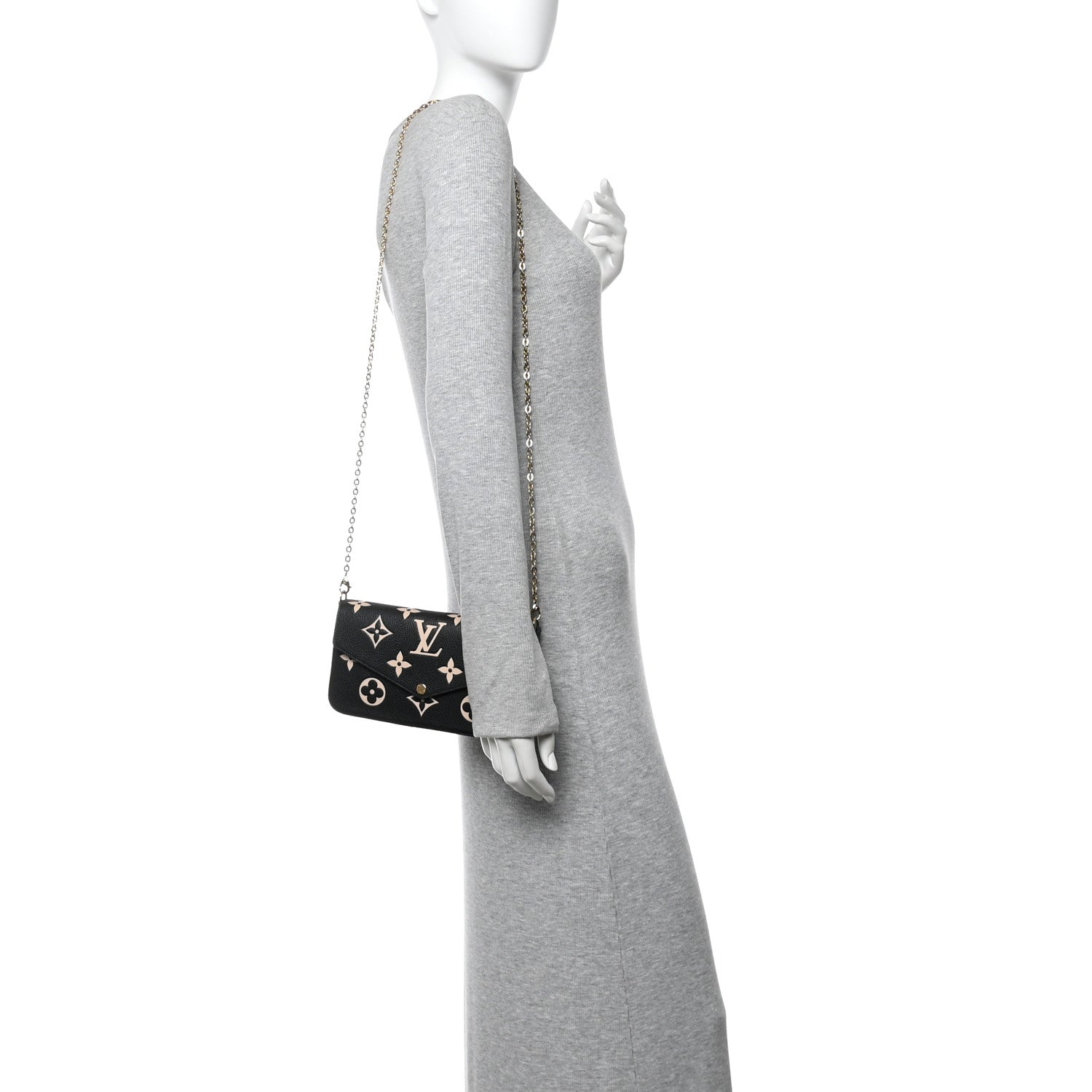 Louis Vuitton Empreinte Monogram Giant Felicie Pochette Black Beige