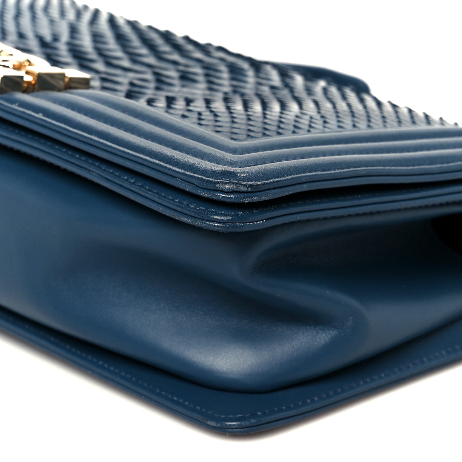 Chanel Snakeskin Medium Boy Flap Blue