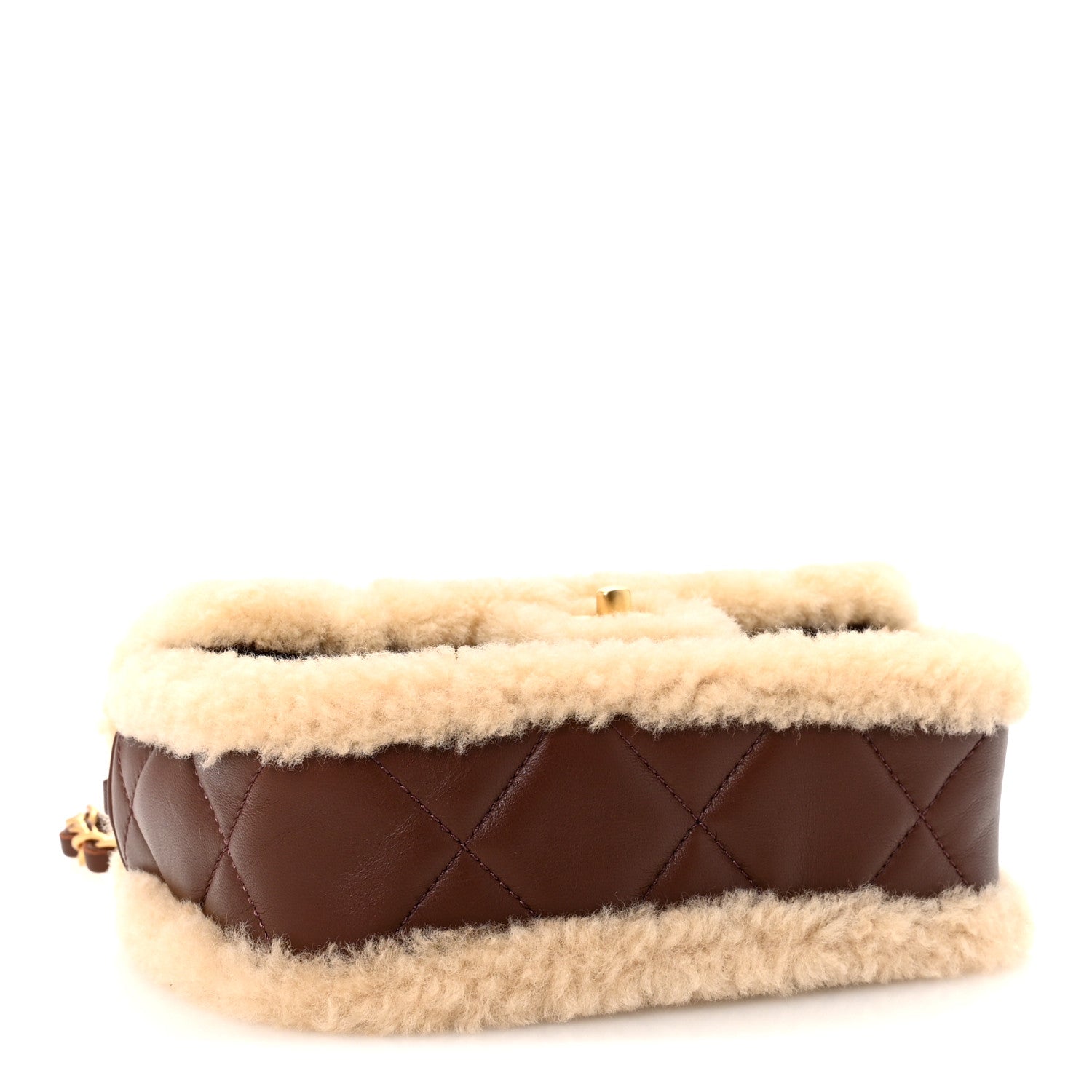 Chanel Shearling Lambskin Quilted Mini Furry Coco Flap Beige Dark Brown