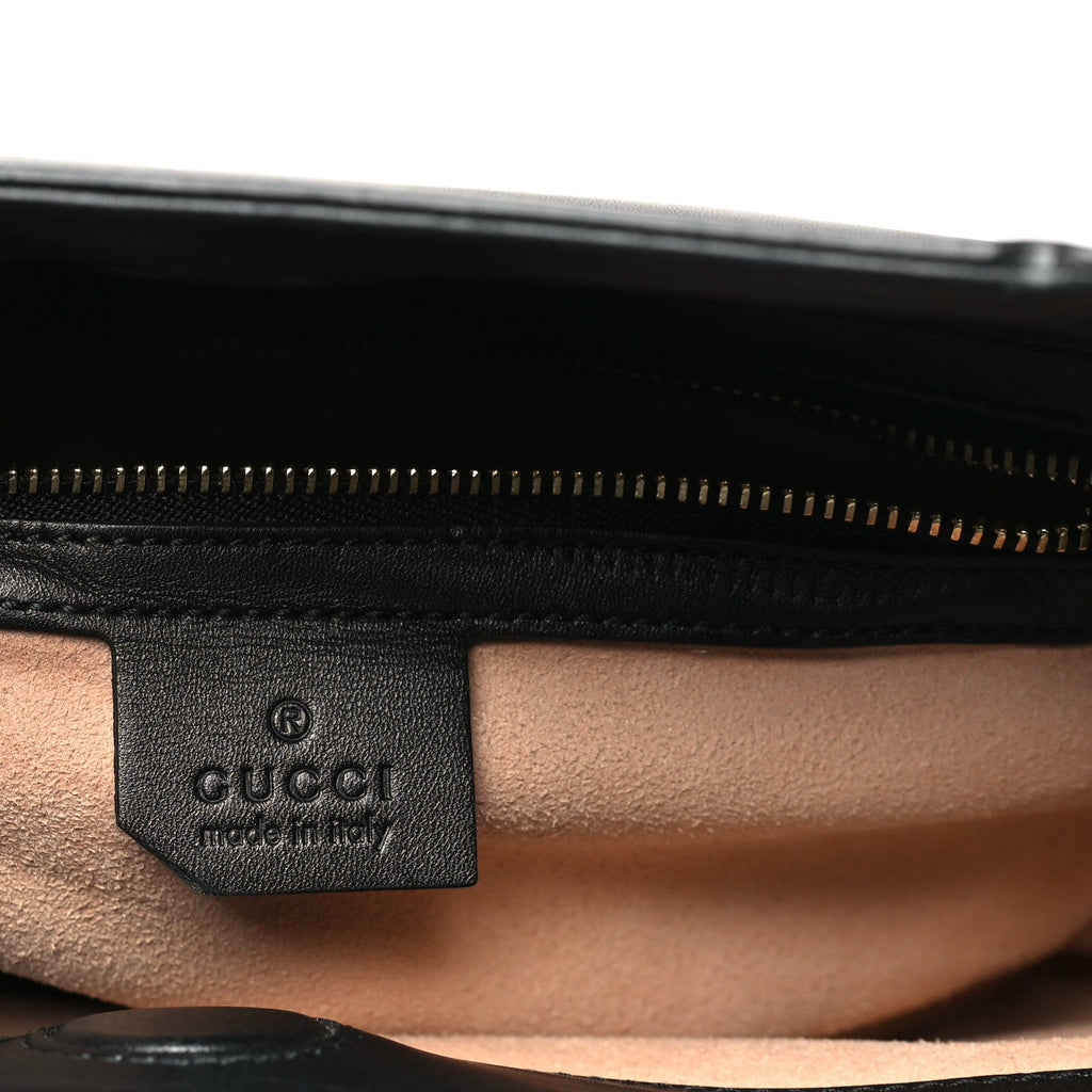Gucci Nappa Bamboo Web Small Nymphaea Top Handle Bag Black