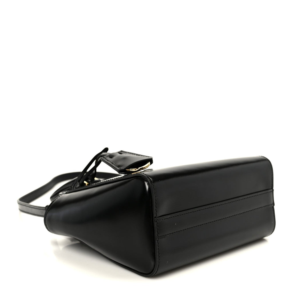 Prada Brushed Calfskin Mini Zippered Crossbody Tote Black