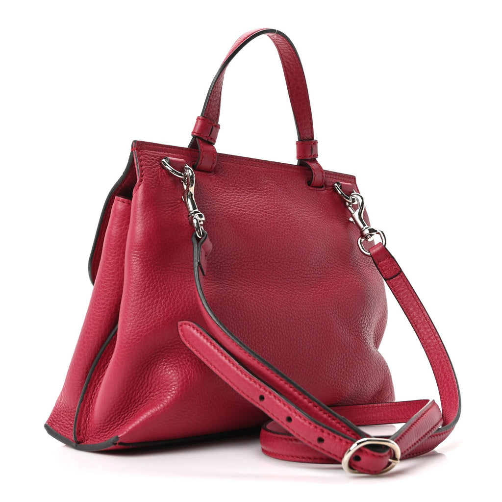 Gucci Cellarius Calfskin Small Bamboo Daily Top Handle Bag  Dark Pink