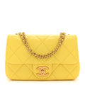 Chanel Iridescent Lambskin Quilted Mini Rectangular Pearl Crush Flap Yellow
