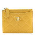 Caviar Quilted CC Zip Card Holder Yellow