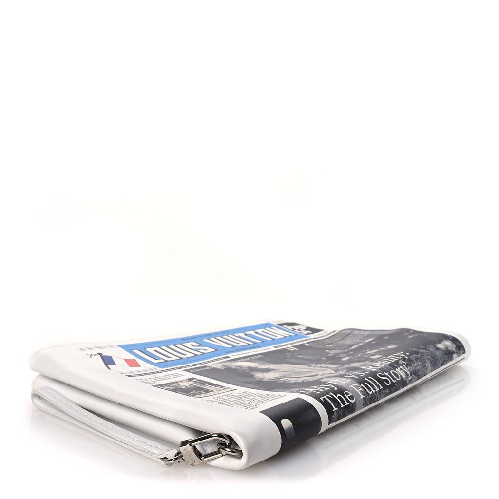 Louis Vuitton Calfskin Newspaper Print Pouch