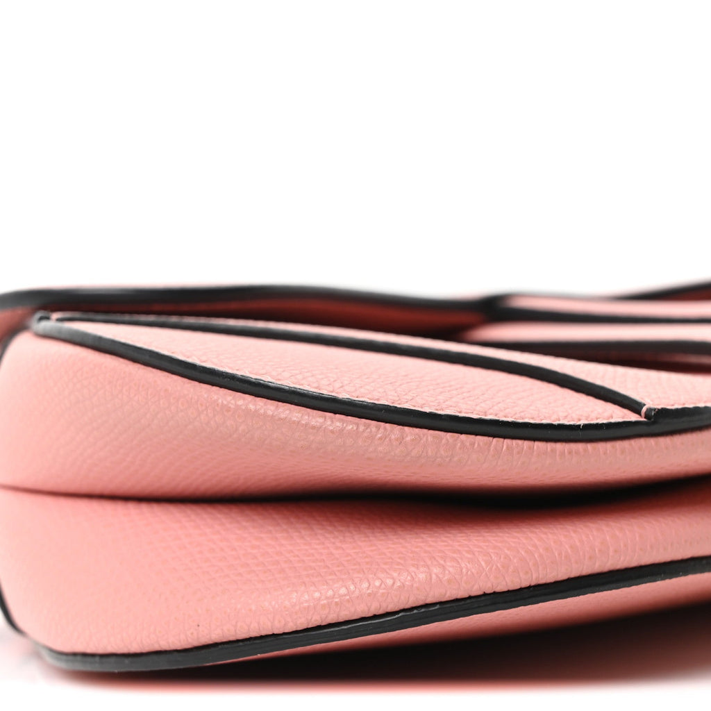 Christian Dior Grained Calfskin Mini Saddle Bag Pink