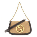 Gucci Canvas Dollar Calfskin Blondie Chain Shoulder Flap Bag Brown
