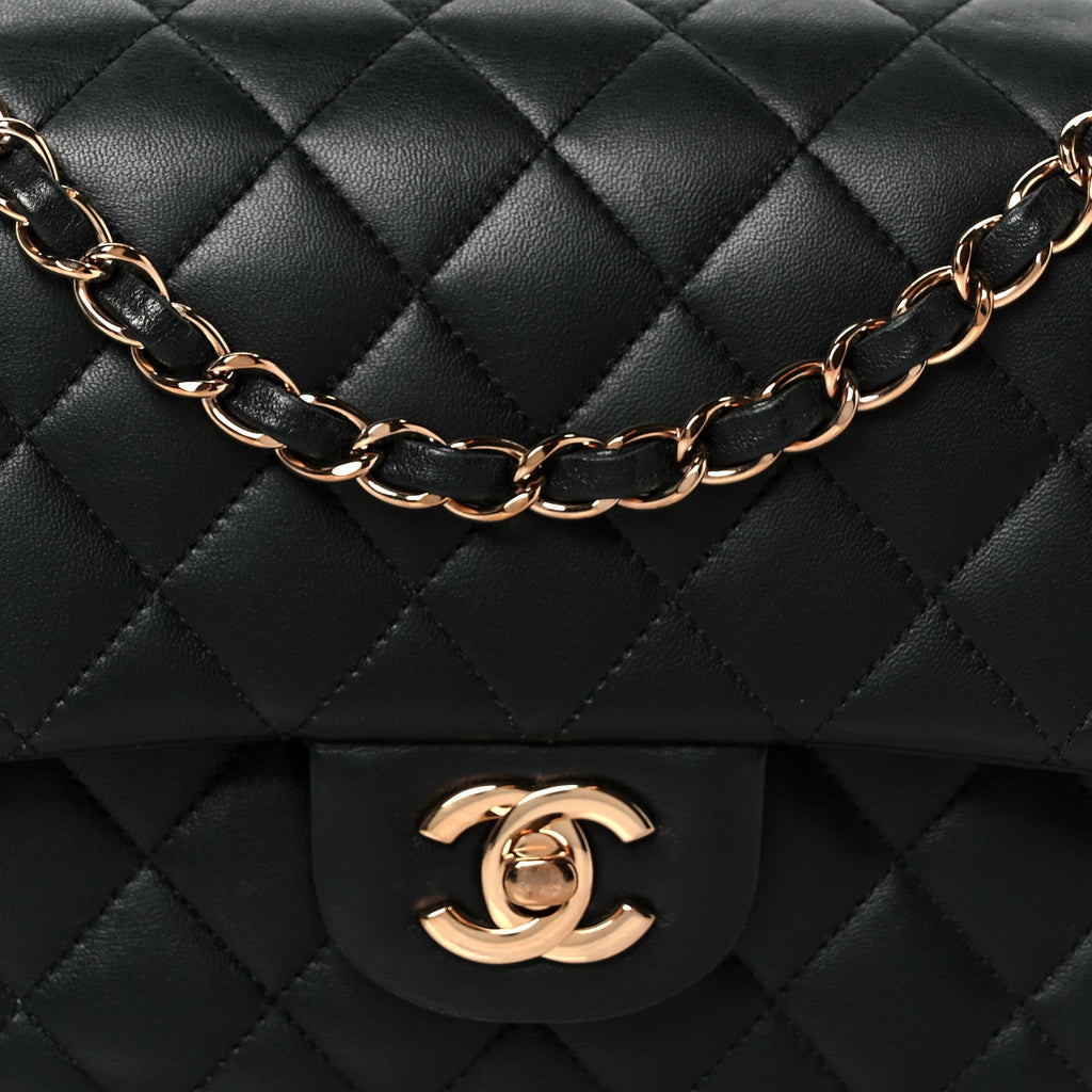 Chanel Lambskin Quilted Medium Double Flap Black