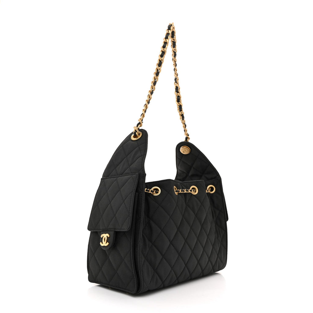 Chanel Canvas Quilted Small Chanel 25 Handbag Black