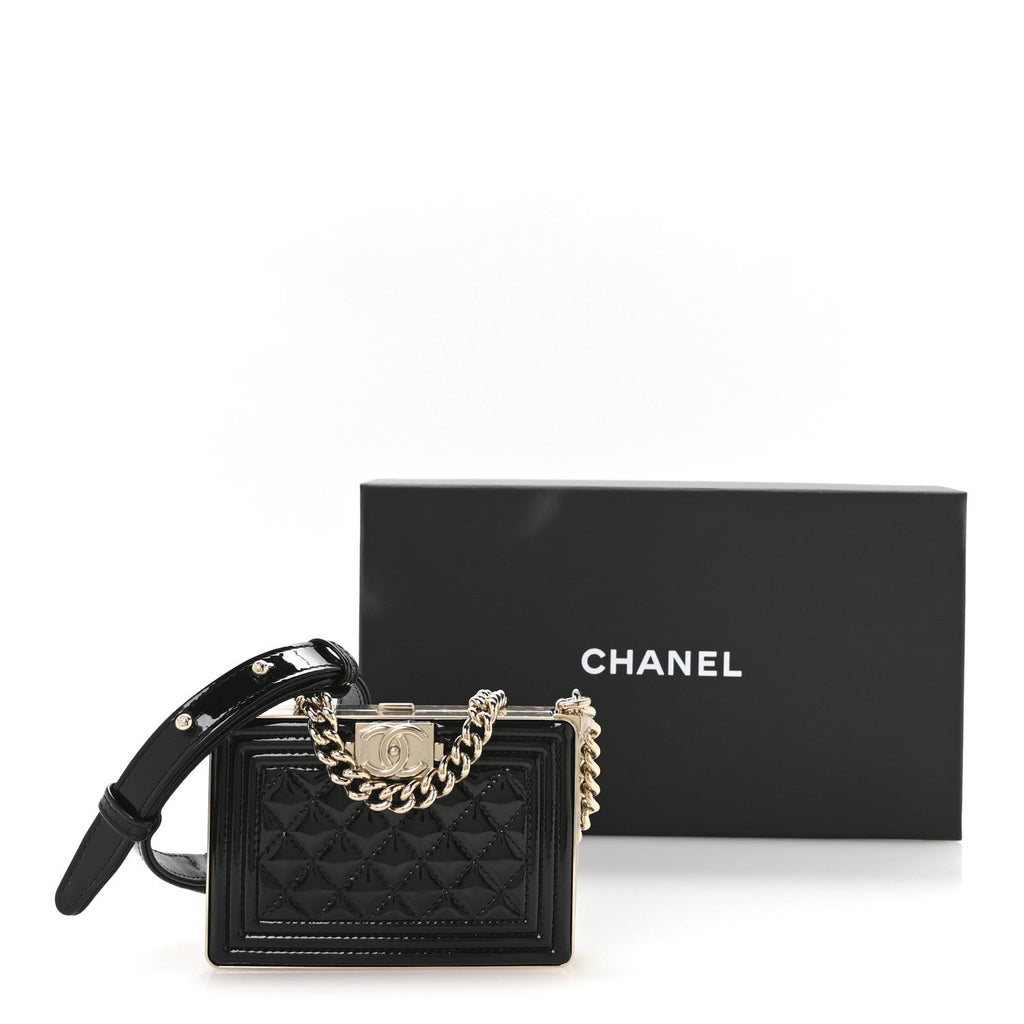 Chanel Patent Calfskin Boy Minaudiere Black