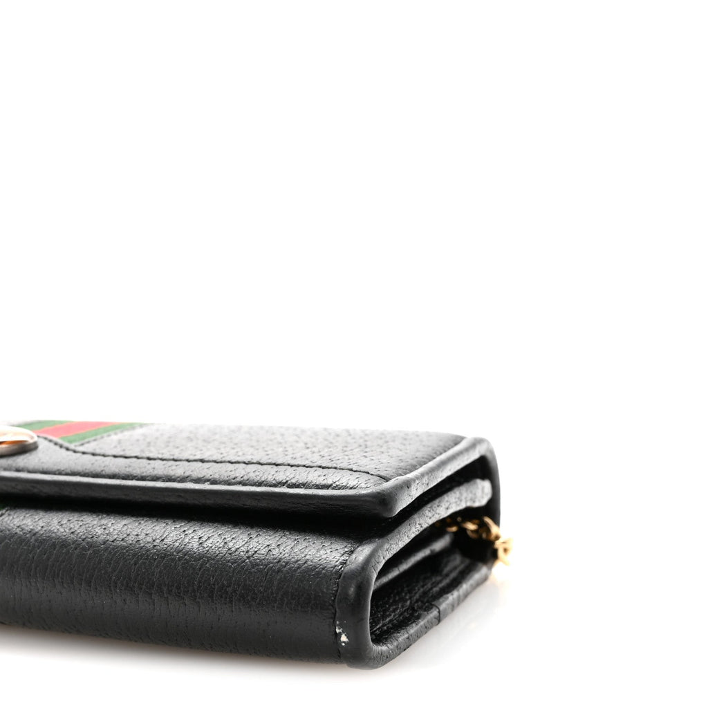 Gucci Dollar Calfskin Web Ophidia Wallet On Chain Black