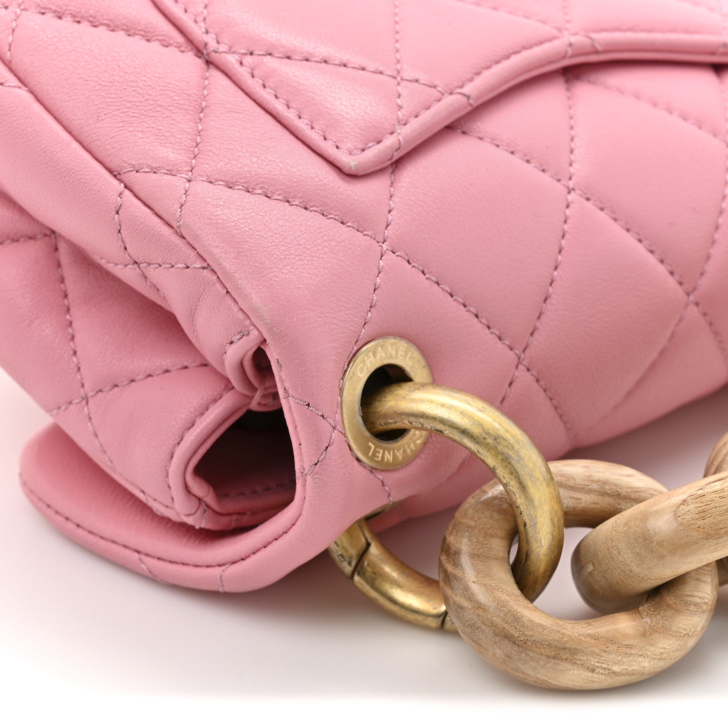 Chanel Lambskin Wenge Quilted Mini Fashion Wood Square Flap Pink