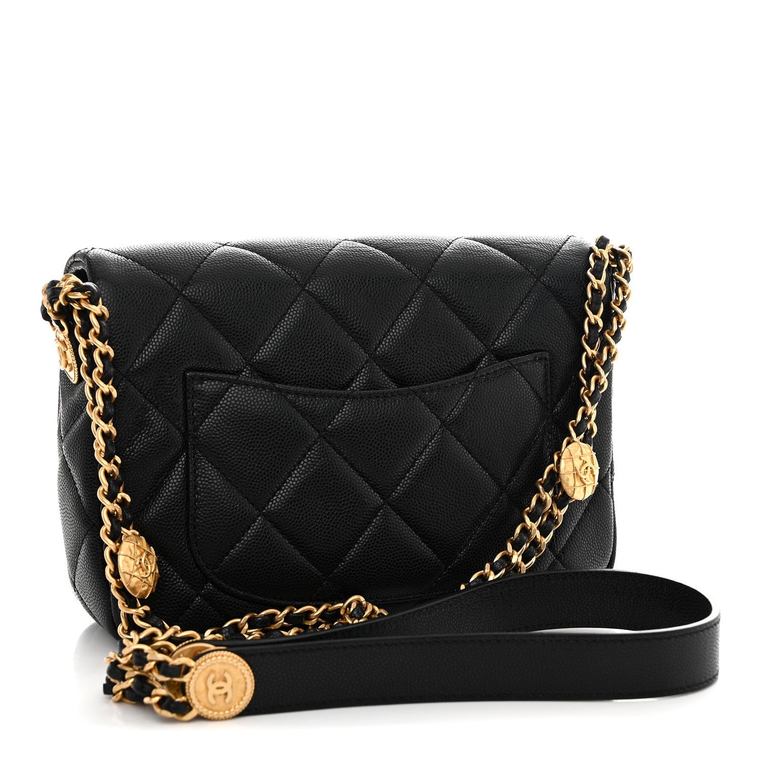 Chanel Caviar Quilted Small Twist Your Buttons Flap Black