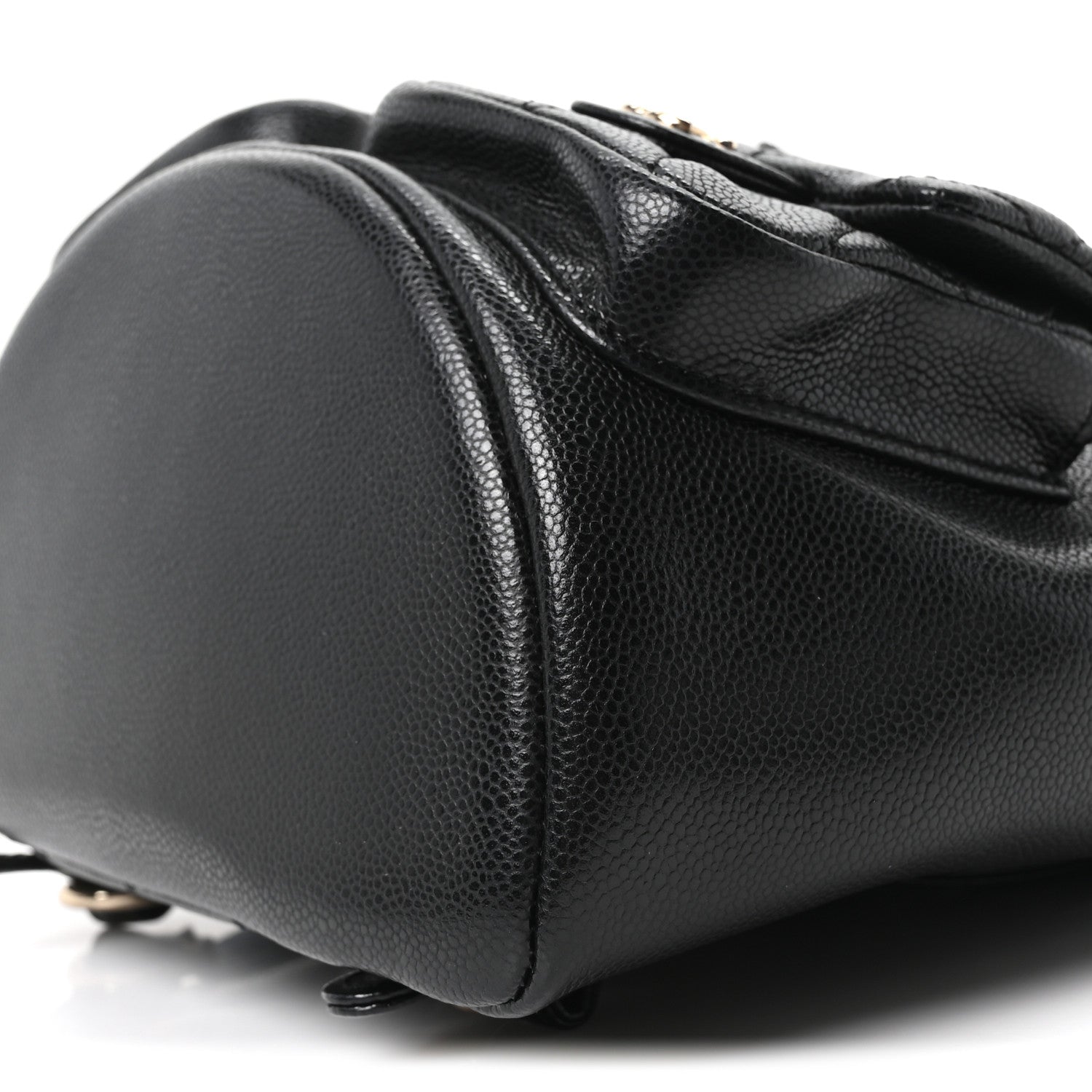 Chanel Shiny Caviar Quilted Medium Duma Pockets Drawstring Backpack Black