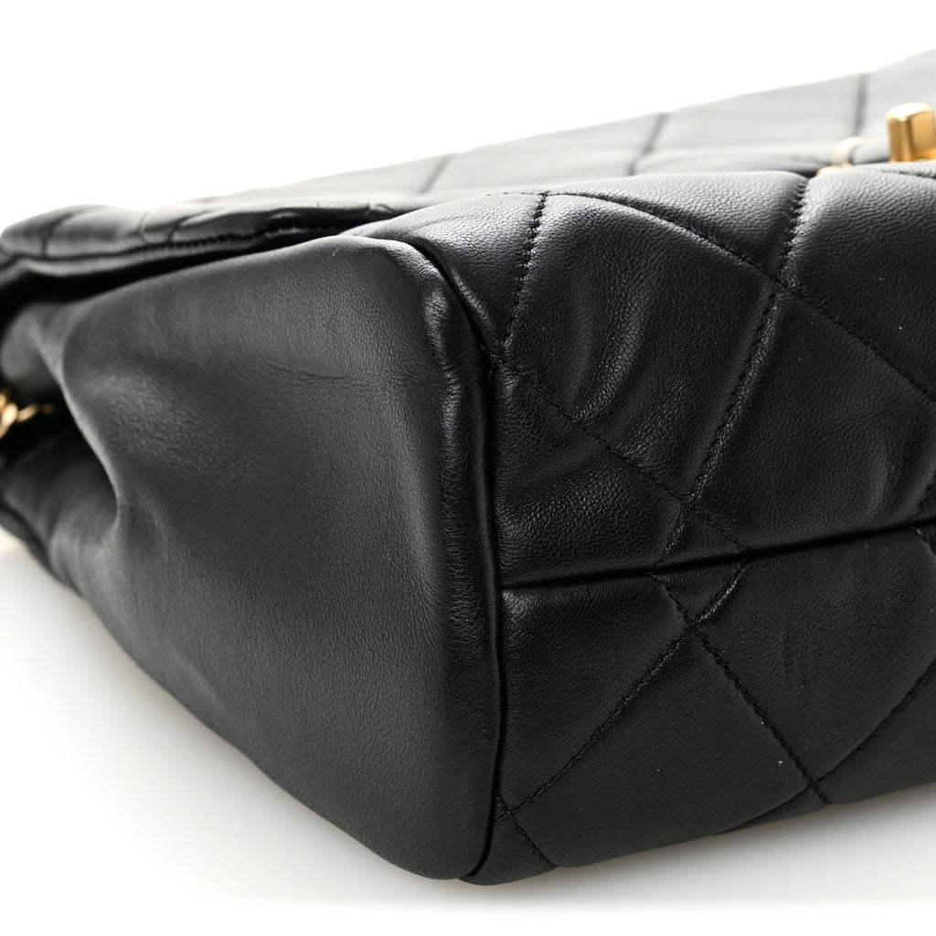Chanel Lambskin Quilted Side Flap Black