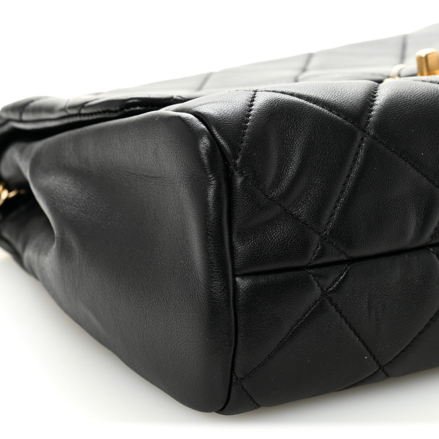 Chanel Lambskin Quilted Side Flap Black