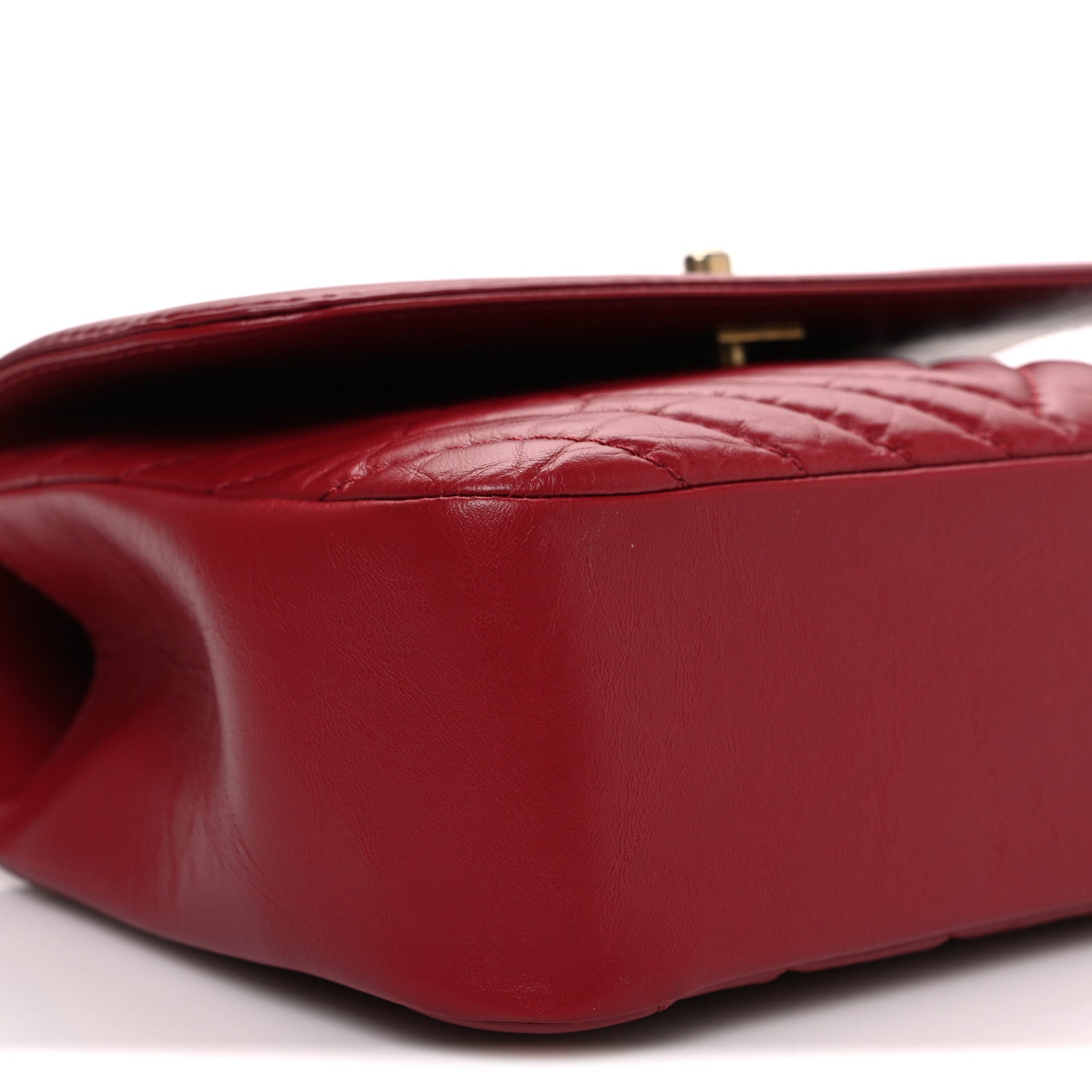 Chanel Calfskin Chevron Quilted Top Handle Flap Red