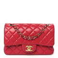 Chanel Lambskin Quilted Mini Rectangular Flap Dark Pink