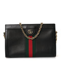 Gucci Calfskin GG Web Small Ophidia Chain Shoulder Bag Black