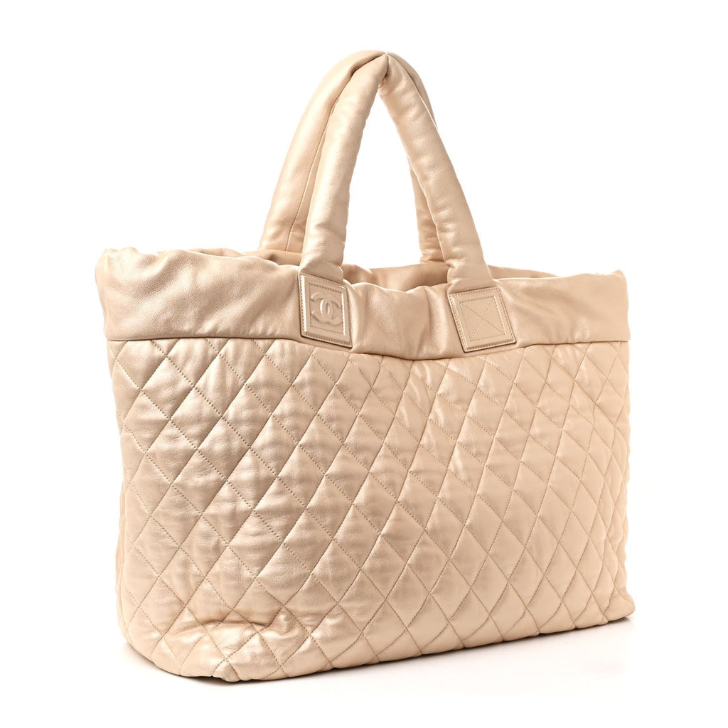 Chanel Metallic Lambskin Quilted Large Coco Cocoon Tote Light Gold