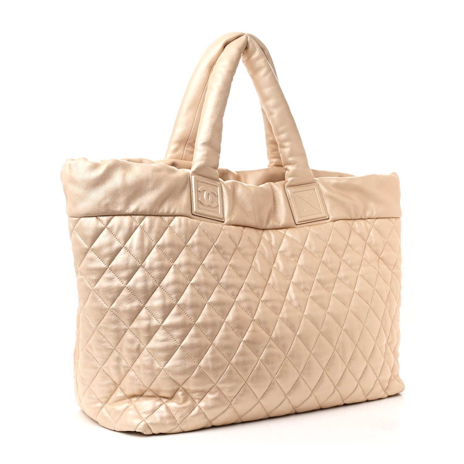 Chanel Metallic Lambskin Quilted Large Coco Cocoon Tote Light Gold