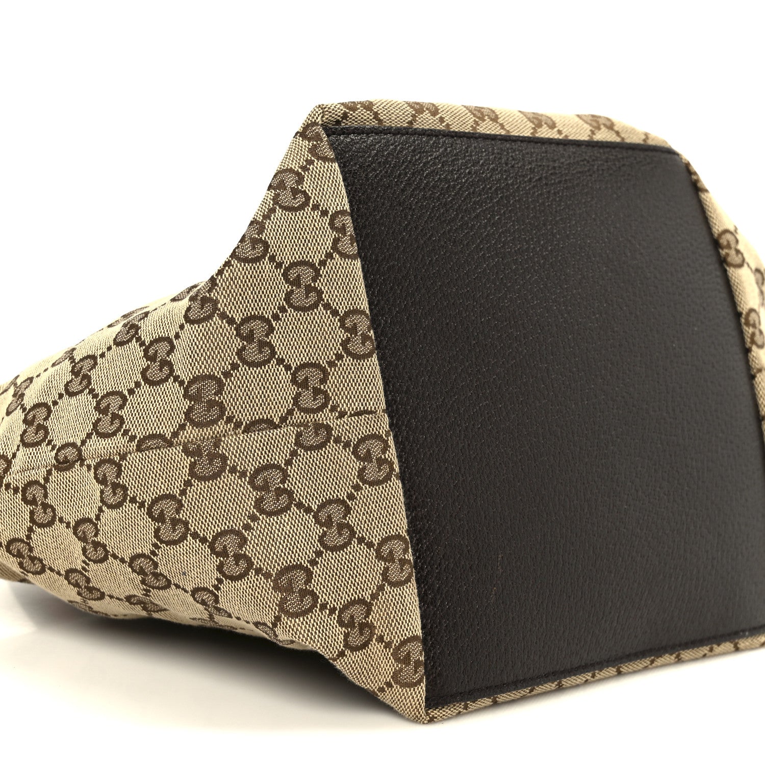 Gucci GG Monogram Small Web Handle Bucket Tote Dark Brown