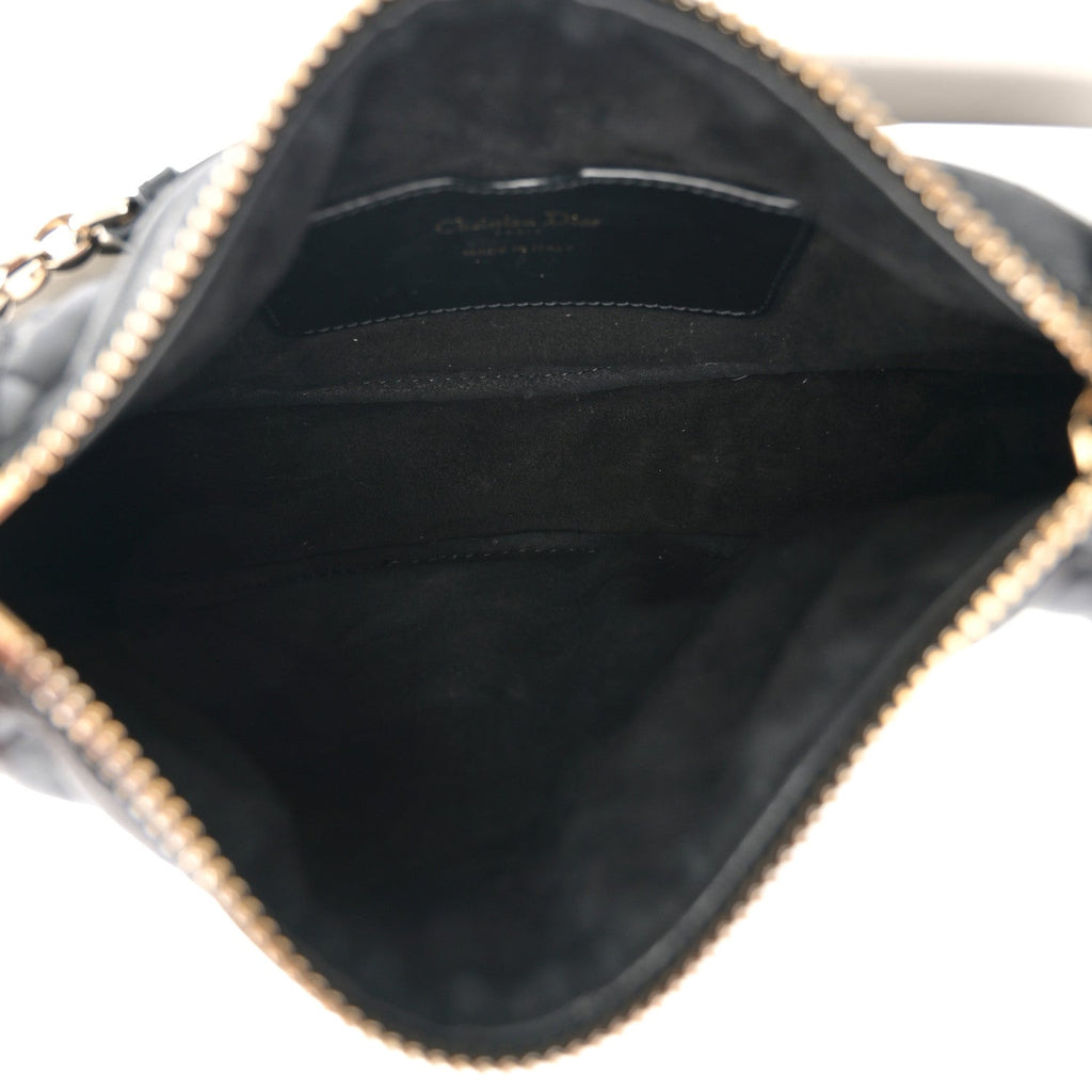 Christian Dior Lambskin Cannage Small Dior Vibe Hobo Bag Black