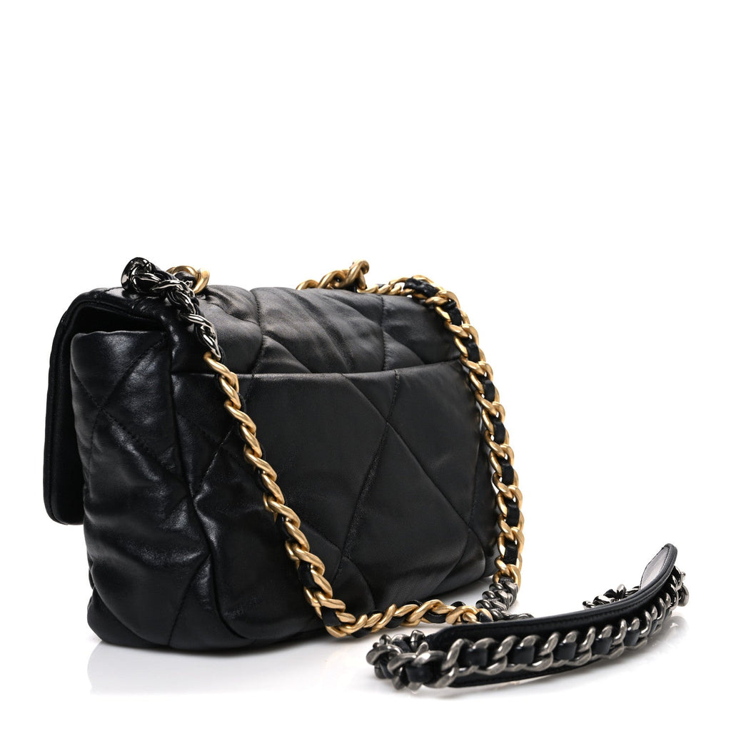 Chanel Lambskin Quilted Medium Chanel 19 Flap Black