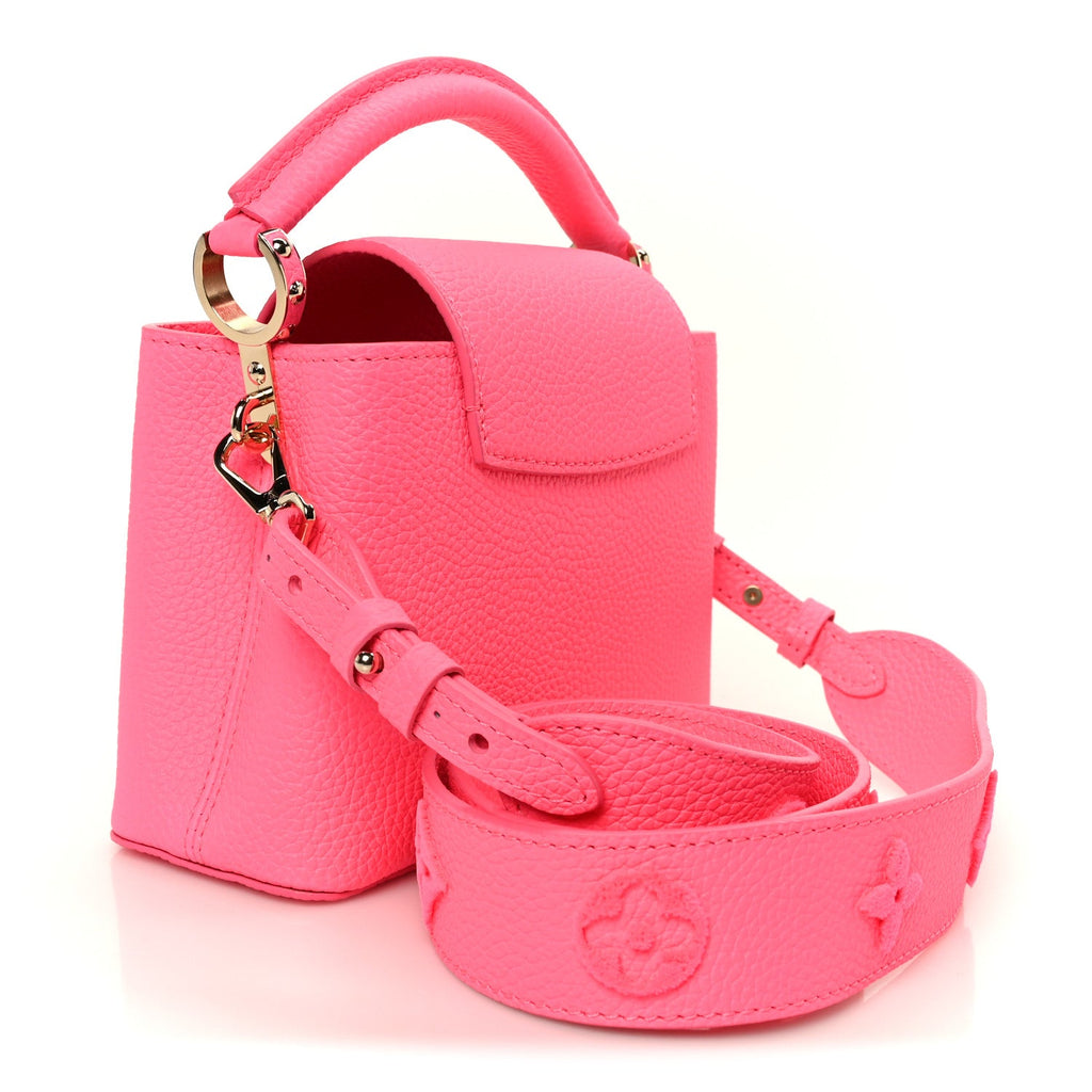 Louis Vuitton Taurillon Monogram Tuffetage Capucines Mini Fluo Pink