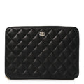 Caviar Quilted Zipped Travel Pouch Black
