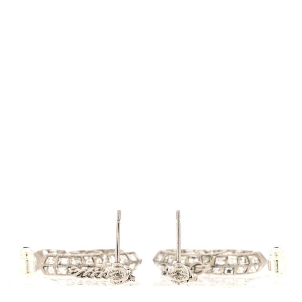 Baguette Crystal CC Drop Earrings Silver
